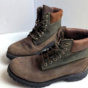 Timberland Men Size 8M Brown & Green Ankle Lace-up